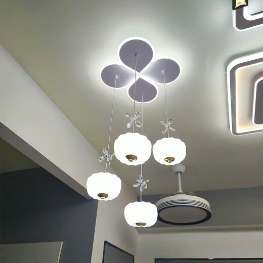 OPP Modern Simple Restaurant Chandelier Nordic Creative Perlonsication Dining Table Bar Lamp Internet Celebrity Light Luxury Crystal люстра 687/три цвета Light 48x48x100cm120w