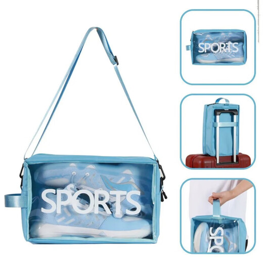 【新品】球鞋收纳包手提篮球鞋包运动健身便携足球鞋盒旅行透明包 经典黑手