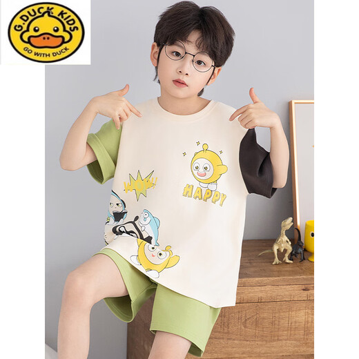 G.Duckkids Little Dragon Dragon pour enfants Pyjamas Boys à manches courtes coton pur Summer Boy garçon dessin animé de la climatisation de climatisation de la climatisation de taille moyenne [Coton pur] 695 Little Milk Dragon 100 cm 8 tailles Hauteur 90-103 Poids 30 Jin [Jin est égal à 0,5 kg]