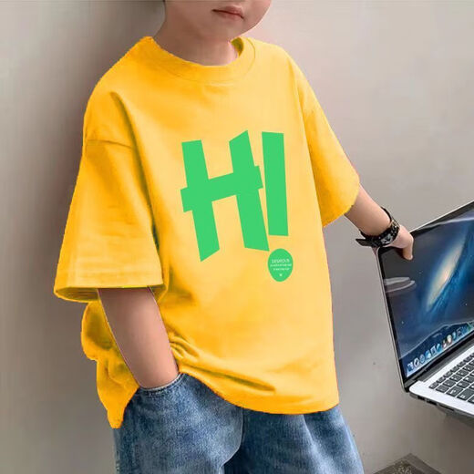 2025 Pure Cotton Cottoned New Summer Boy Foirt для детской красивой и универсальной модной топы-шилирование чистого хлопкового полуотлажного половину-x825-белая [однокурсник] 170 (рекомендуется 100-120Jin [Jin равняется 0,5 кг]))