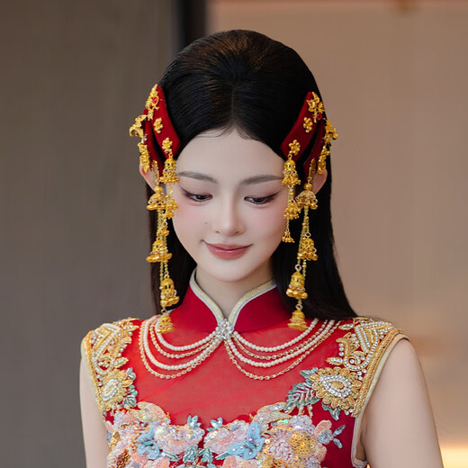 CLCey Yi Mengling El mismo chino Retro Age-Reding Wellels Xiuhe Hanfu Bride Bedding Bedpin Accesorios para el cabello Baselas de flores MT064