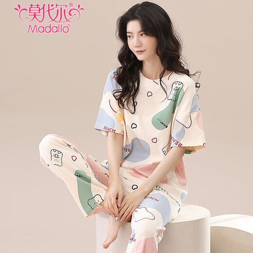Modal new pajamas for women in summer pure cotton short-sleeved trousers for summer loose can be worn outside for women's home clothes thin two-piece set YS-683 L