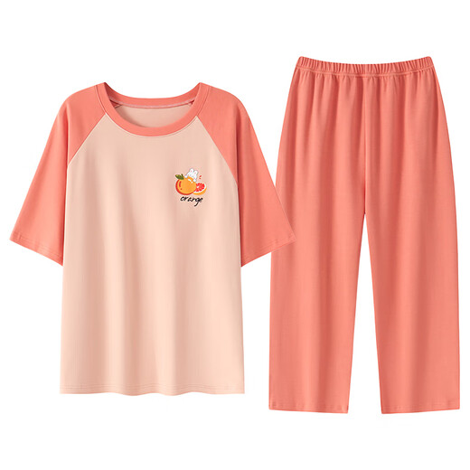 
Modal's own chest pad pajamas for women's summer thin pure cotton short-sleeved cropped pants suit cute outdoor wear home clothing suit with chest pad 679 Babi Bear short-sleeved cropped pants M 75-95Jin [Jin equals 0.5 kg]