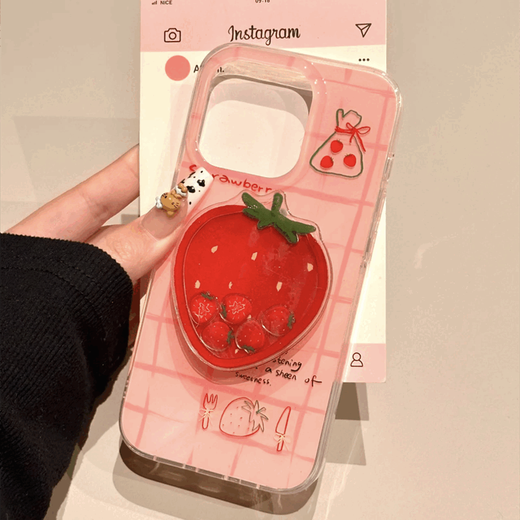 Reparado de fresa, adecuada para iPhone16, soporte de caja de teléfonos móviles Apple Huawei Vivo Xiaomi Oppo Honor Honor Cubierta Anti-Fall White Gran Hole [Pantalla completa]-Transparente White [0] -Liyik1048 Grass Huawei Nova11