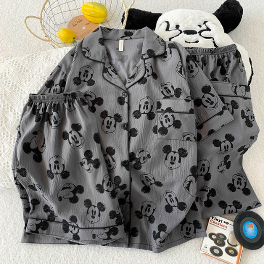 Ziweiqi lindo crayón pijama de algodón shin-yun para mujeres cardigan de verano dibujos animados de ropa para el hogar
