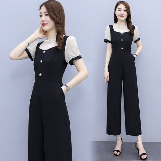 Pierre Cardin Cardin à manches courtes à manches courtes à manches larges pour les femmes 2025 Nouvelle combinaison tout-en-un de style Summer Summer [1098 #] Polka Dot Suit M Recommandé 95-105jin [Jin est égal à 0,5 kg]