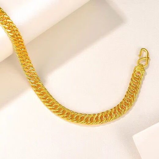 NXO9999 Bracelet en or réel plaqué pour les hommes pour hommes et femmes Nouveau style, Gold Gold Horse Whip Boss Chain Wide Face Gift [Golden 9999] BOSS BRACLET 18 grammes [comptoir] 13968 Yuan