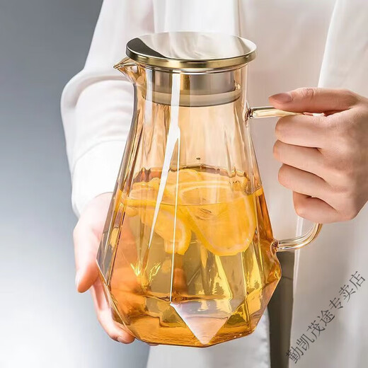 Qinkai High Temperature Resistant Diamond Teapot Glass Water Cup Living Room Kettle Cup Cup Holder Light Luxury Home Set Ashes One Pot Six Cups + Tray