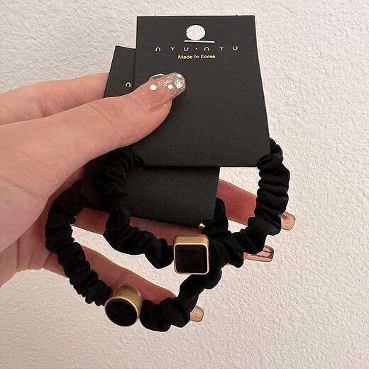 Does not hurt hair, simple and versatile, high-elastic small intestine hair ring, black headdress, ponytail, rubber band, hair tie, headband, square