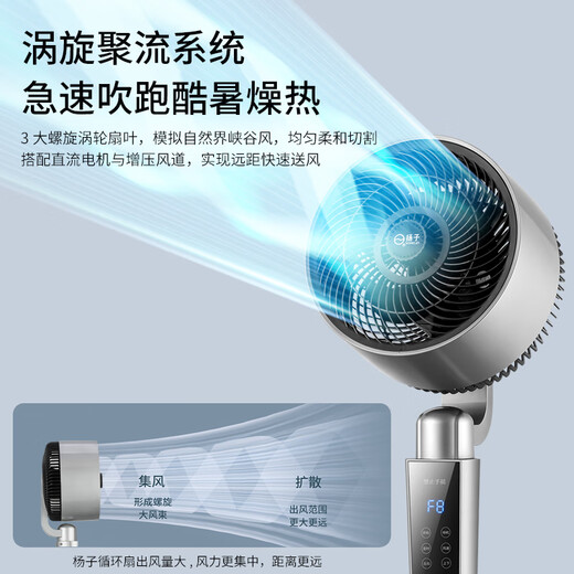 Yangtze Air Circulation Fan Electric Fan Household Desktop Vertical Silent Bass Shaking Fan High Wind Power 3D Intelligent Remote Control Floor Fan Violent Turbo Fan Living Room Bedroom Energy-Saving Electric Fan Classic Gray Mechanical Model 3 Gears + Aromatherapy + Figure Eight Shaking Head Fan + Platform Dual Use