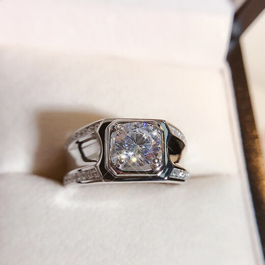 DL 1998 Fat Donglai same style platinum ring for men Pt950 platinum men's moissanite diamond ring 18K one carat simple polished platinum - full diamond 2 carats