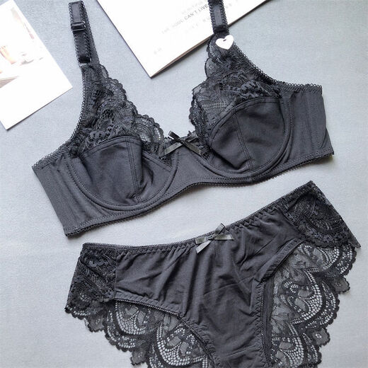 Shan Nanwei 2694 people European and American sponge-free sexy 200Jin Jin is equal to 0.5kg large size bra set gathering fat mm big black suit 80B