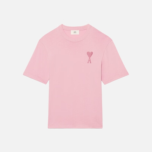 AMIPARIS [70% off] Men and women same color love embroidered loose short-sleeved T-shirt 655 light pink UTS002.726 M