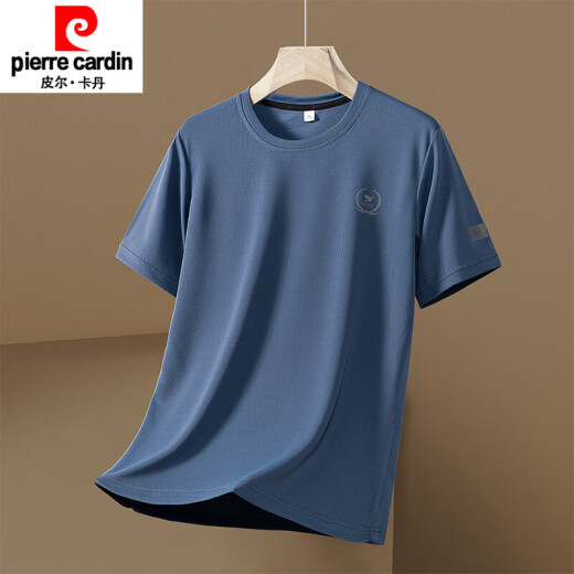 Pierre cardin short-sleeved men's 2025 new summer ice silk cool half-sleeved top for men's casual loose breathable T-shirt 829 white M 80-100Jin [Jin equals 0.5 kg]