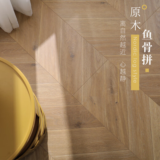 温以嘉12mm强化复合人字鱼骨拼花艺术木地板家用环保耐磨北欧灰厂家 G310 1㎡