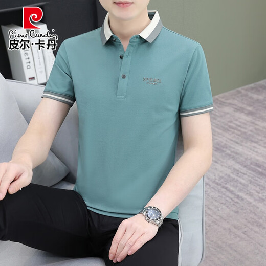 皮尔卡丹夏季短袖t恤男装潮流翻领POLO.衫纯色棉质冰丝有领T恤上衣潮 724#白色 M (建议90-110斤)