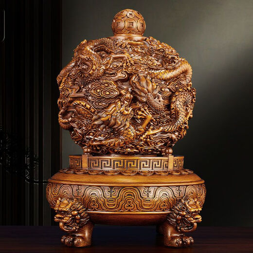 [6190 Menschen sammeln] Die neun Turn-Qiankun-Ding-Ornamente laufen, wenn sie Wohlstand anziehen. Das Büro des Wohnzimmereingangs -Chefs ist mit großer Größe (Rosandalwood Color) [Drehzahl] ca. 48 High ausgestattet