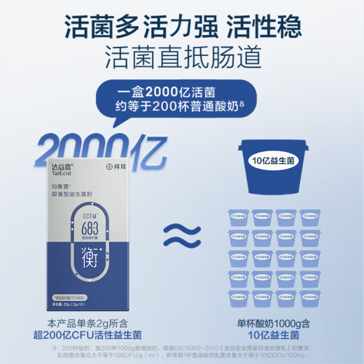 达益喜拜耳出品自营爆款肠胃益生菌均衡菌10天量专利短双歧杆菌CCFM683