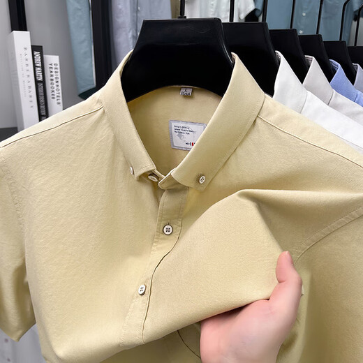 
Classic Car (LAOYECHE) Pure Cotton Short Sleeve Shirt Professional 2025 Summer Casual Solid Color Shirt Men's Business Formal Half Sleeve Top AN15260 Gray 2XL