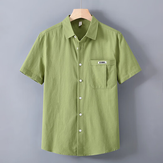 100% reine Hemd für Kurzärärmel-Hemd für sommerliche dünne doppelt doppelt einhemdbare Hemd-Hemd-Hemd und vielseitiger japanischer Trend 1509 weiße Single-Taschen-L (120-145jin [Jin gleich 0,5 kg]))