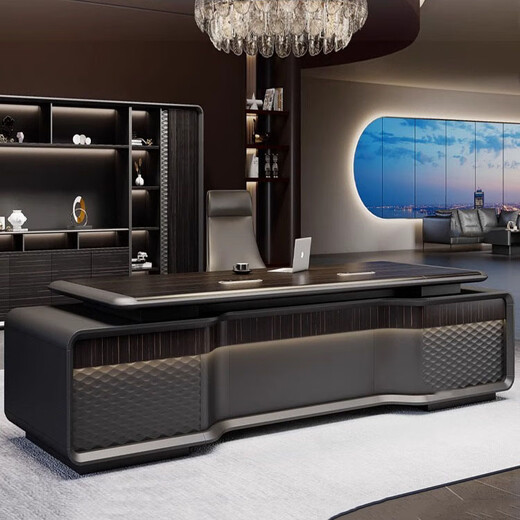 Hanjitangyu high-end boss desk desk simple modern light luxury president desk chairman general manager office desk and chair combination 2.4 meters boss desk