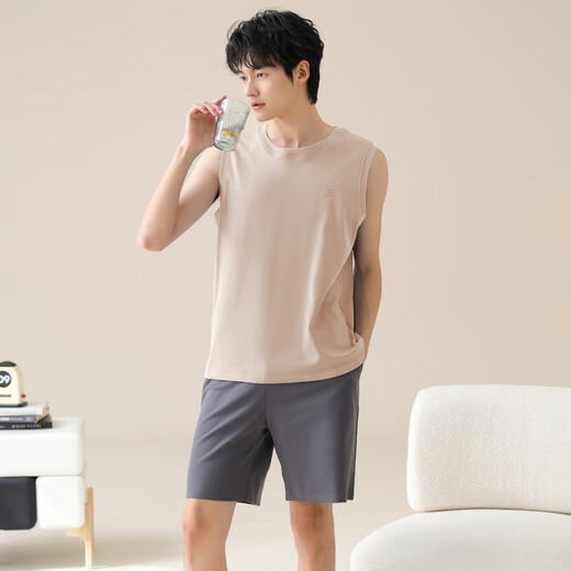 
LOYACKIND vest pajamas men's thin cotton sleeveless home clothing new casual home large size shorts suit summer youth 42M13658 L