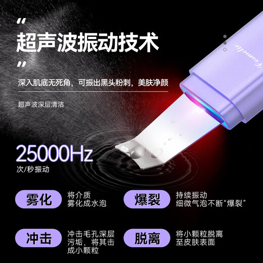 Small sago blackhead removal instrument, ultrasonic peeling machine, beauty instrument, household facial blackhead shovel, pore cleaning and suction, Fantasy Purple