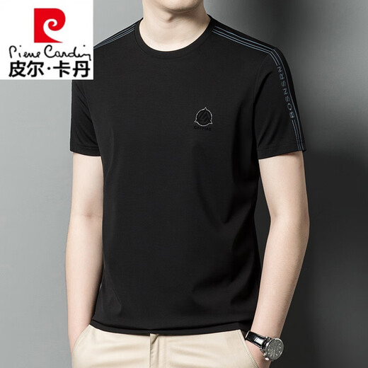 Pierre Cardin Heavy Mulberry Seiden T-Shirt kurzärmelig runde Hals Sommer halbärmelig und vielseitig, lässiges Seidenmarkierungs-Top T-Shirt Basis Hemd White-13596ksp M 165 Empfohlen 90-120jin [Jin gleich 0,5 kg]
