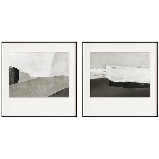 极简主义装饰画现代抽象客厅沙发背景墙挂画艺术感黑白灰壁画 ZSH16823-想象 70x70cm纪梵希铝合金框+有机玻