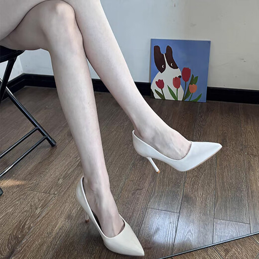 Zhenxi Tempérament blanc talons hauts pour les femmes au printemps et en été nouvelles chaussures simples couleur solide talons minces de travail