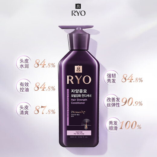 Ryo Purple Lu Hair Conditioner 400ml Oil Control Fluffy Conditioner Strengthens and Prevents Hair Breakage Hot Products