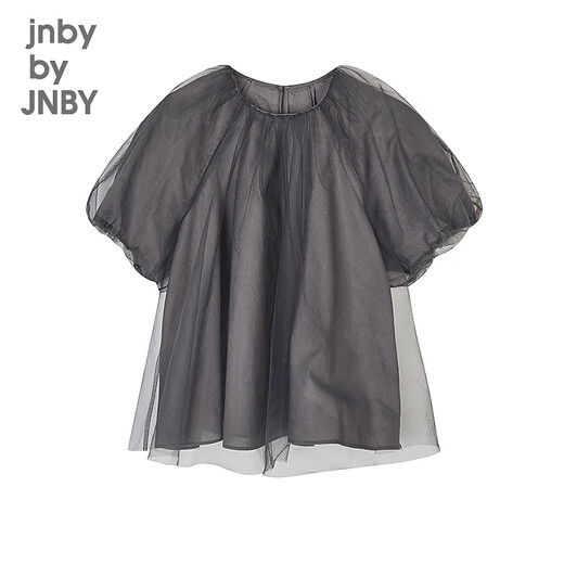 Jnby by JNBY Jiangnan Buyi Kinderbekleidung A-Typ Kurzarmshirt einfarbig Rundhals Sommer Mädchen 1P4210730 031/Dunkelgrau 140 cm