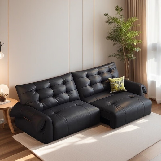 Sidi Luolan leather sofa electric living room head layer cowhide black Italian minimalist sofa combination black swan SN2629 three-electric position 3.15 meters three-seat bag contact surface s-level thickened head layer 0cm