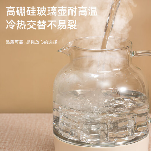 OUTERDO Health Kettle Office Small Fully Automatic Thickened Glass Insulation Household Multi-Function Tea Maker Smart Kettle Ivory White 1L Flagship Model (With Tea Leak + Health Care | Tea Making)