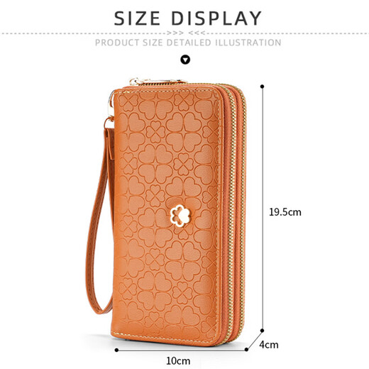 Wan Jiazhen Women's Wallet Long Double Zipper Clutch Korean Style Fashion Wallet Large Capacity Versatile High-end Simple Wallet Double Pull Flower Long Wallet Women Pink