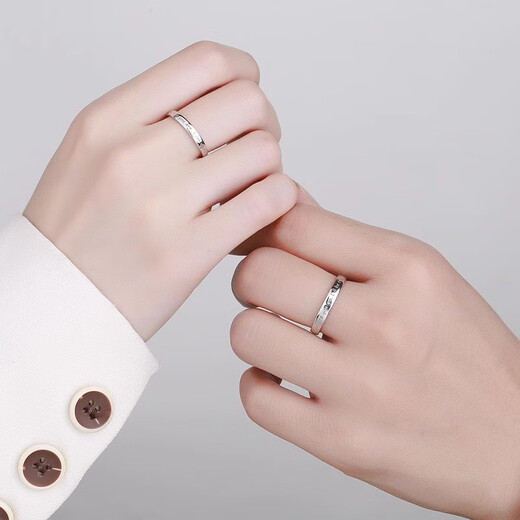 OWNCOOL couple ring sterling silver niche high-end life partner pure silver 999 pair of rings live mouth adjustable love confession adjustable - one pair of pure silver rings - original gift box