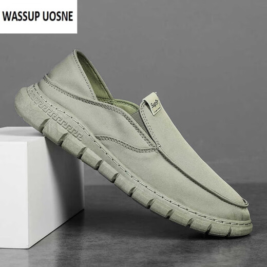 Wassup Uosne viejos zapatos de tela de Beijing zapatos de moda de verano para hombres lienzo de lienzo hombres perezosos conducen suela suave sin cordones ligeros y transpirables ys9901 negro 39