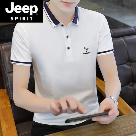 Jeep Spirit Summer Trend Lapel Herren Polo Shirt Business Casual Cotton Collar Kurzärärmelte Herren-T-Shirt-Kleidung Pink Qy673 3xl