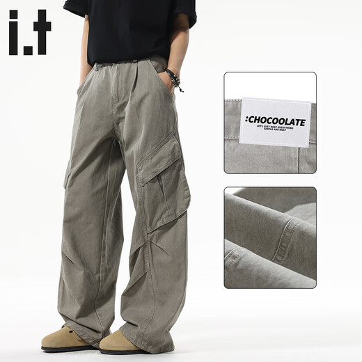 
:CHOCOOLATE it pure cotton paratrooper pants for men and women the same style 2025 summer trendy brand loose multi-pocket work straight trousers smoke gray [official authentic] M [Suggestion 105Jin [Jin equals 0.5 kg]-125Jin [Jin equals 0.5 kg]]
