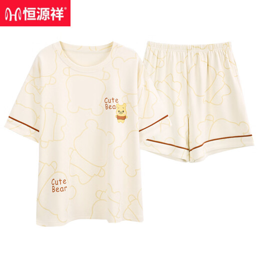 恒源祥2025年睡衣女夏季纯棉短袖短裤学生可外穿大码家居服两件套装 YZT9859纯棉 M 建议80-100斤