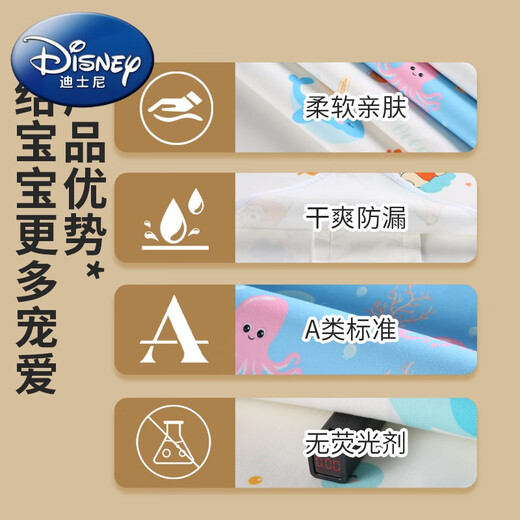 迪士尼（Disney）隔尿垫婴儿童防水透气可洗新生儿a类宝宝尿布垫隔夜姨妈期大尺寸 星星闪闪 -A类婴儿面料 50x70cm
