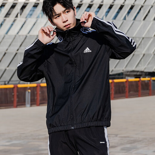 Adidas Sports Set Men 2024 Autumn New Fashion Fashion Chaqueta con capucha de tres triples Pantalones tejidos de los pantalones casuales IB0384+IB5012 2XL