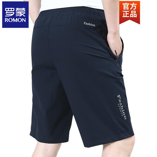 罗蒙（ROMON）冰丝短裤男夏外穿宽松休闲裤子速干男士五分裤夏季薄款2025新款潮 9893A[黑色]冰丝 L 175规格(115-130斤)