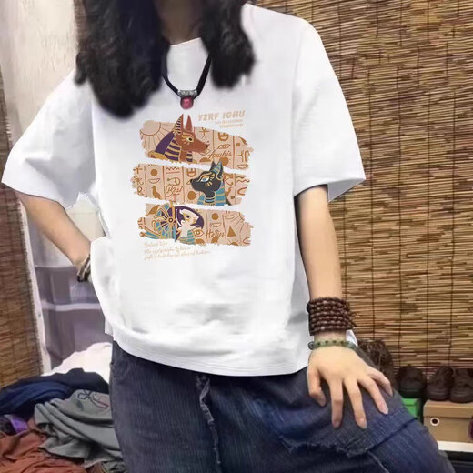 
Semir 2025 new pure cotton short-sleeved T-shirt for women in summer American fashion brand large-size women's loose casual base top Navy (deer) L 110-125Jin [Jin equals 0.5 kg]