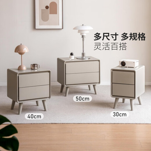 Genji Muyu Massivholz-Nachttisch, moderner einfacher Aufbewahrungsschrank, Schlafzimmer, Nachttisch, Schubladenschrank, Zuhause, grauer Aufbewahrungsschrank, 0,4 Meter langer Nachttisch (400 x 350 x 470 mm), Montage