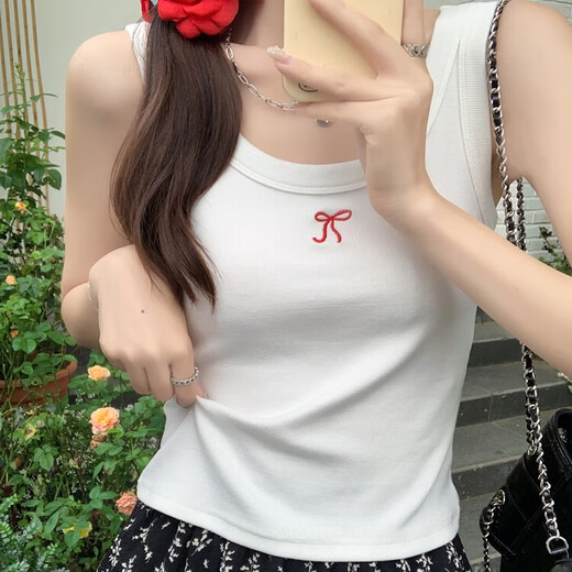 俞兆林背心女纯白色棉质运动打底内搭夏外穿宽松坎肩无袖t恤上衣