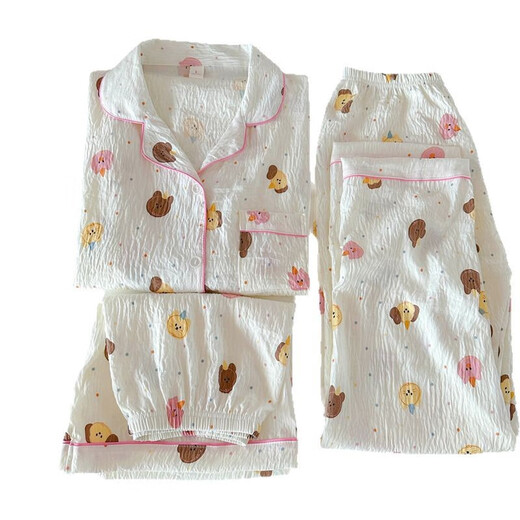 
Jingpu Fei Polka Dot Puppy Set for Women in Summer Thin Cotton Short Sleeve Home Furnishing Clothing Yunduo Cotton-9902# Star KT Cat Three-piece Set M [Suggested 75-100Jin [Jin equals 0.5 kg]]