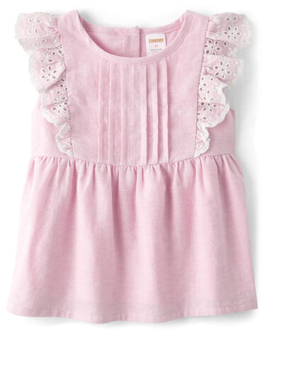 GYMBOReeGymboree Girls and Toddlers Butterfly Sleeve Eyelet Tank Top, Simple Pink Linen, 5T Simple Pink Linen 5T