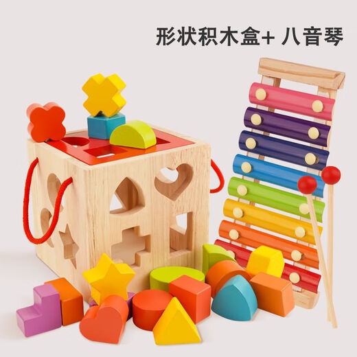 Lernbausteine ​​für Kinder, zusammengebautes Spielzeug, formpassende Intelligenzbox für Kleinkinder und Babys, Früherziehung, 2–6 Jahre alte Säuglinge, 18-Loch-Intelligenzbox