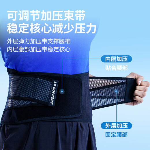 LP护腰轻量运动支撑型专业固定可调节腰部损伤护具贴合腰部 1503CK 黑色单只 M【腰围66-76cm】